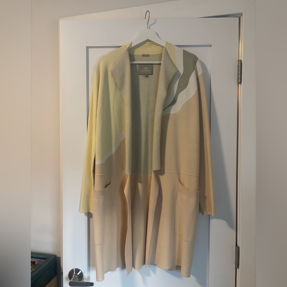 Soia & Kyo Benela-C Cream and Pale Yellow Open Cardigan Sz. Small